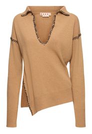 Wool & Cashmere Knit V Neck Polo Sweater