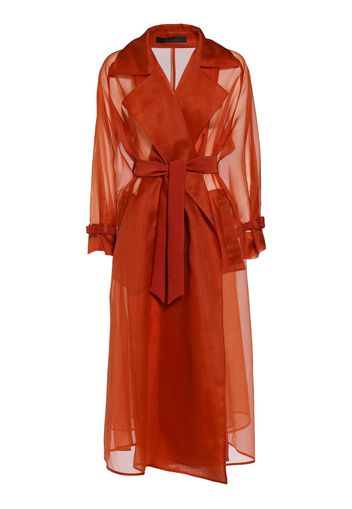 Rauche Belted Silk Organza Trench Coat