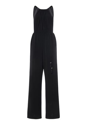 Stretch Viscose Jersey Long Jumpsuit