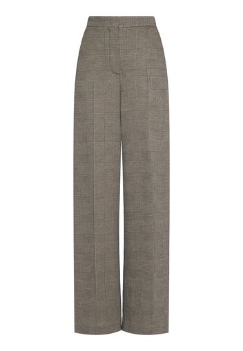 Cognac Wool Blend Jacquard Wide Pants