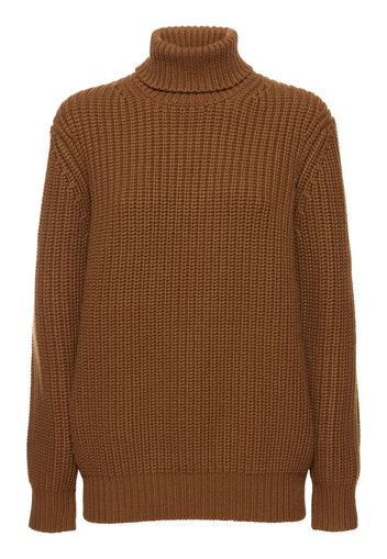 Cashmere Rib Knit Turtleneck Sweater