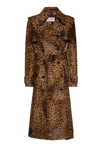 Belted Leo Print Ponyskin Trench Coat