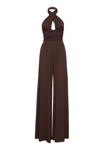 Stretch Viscose Jersey Halter Jumpsuit