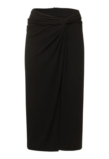 Draped Matte Viscose Jersey Midi Skirt