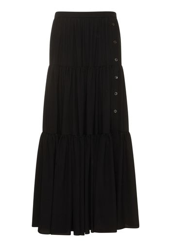 Pleated Silk Crepe De Chine Skirt