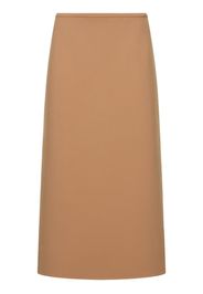 Wool Stretch Side Slit Midi Skirt