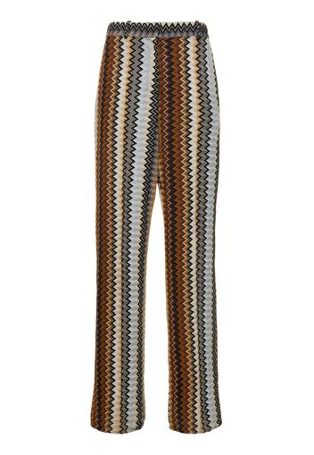 Zig Zag Lamé Straight Wide Pants