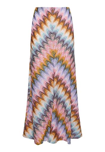 Chevron Lamé Long Skirt