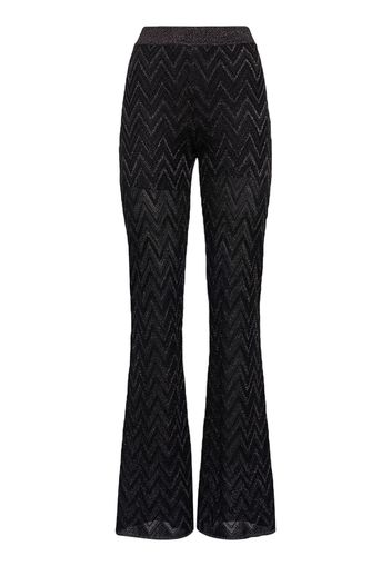 Zig Zag Jacquard Lurex Flared Pants