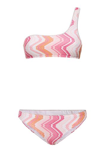 Lurex Printed One Shoulder Bikini Set