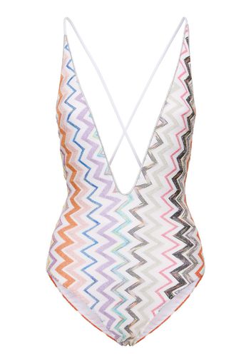 Chevron Lurex Zigzag One Piece Swimsuit