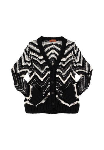 Zig Zag Jacquard Knit Wool Cardigan