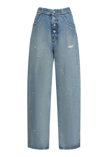 High Rise Straight Cotton Denim Jeans