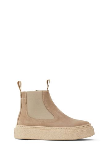 Logo Print Suede Zip-up Boots