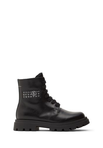 Leather Combat Boots W/logo