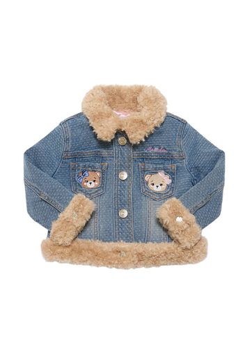 Cotton Denim & Faux Fur Teddy Jacket