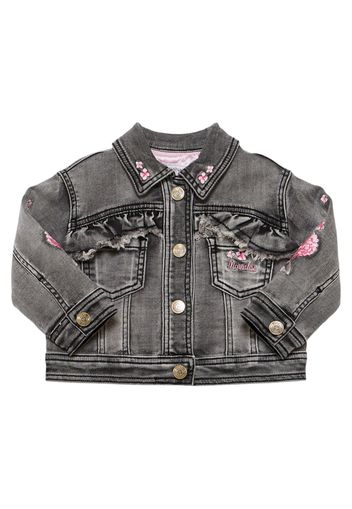 Embroidered Cotton Blend Denim Jacket