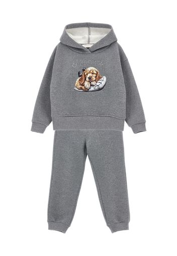 Dog Print Cotton Hoodie & Sweatpants