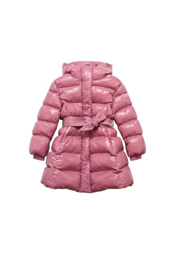 Hooded Poly Puffer Jacket W/ Belt