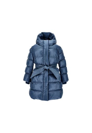 Hooded Poly Puffer Jacket W/ Belt