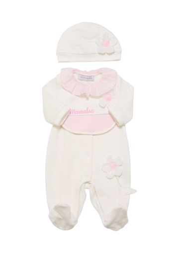 Cotton Chenille Romper, Hat & Bib