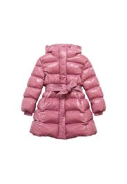 Hooded Poly Puffer Jacket W/ Belt