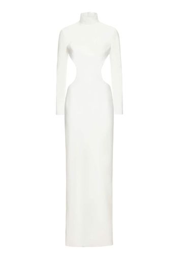 Crepe Turtleneck Open Back Long Dress