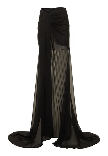 Draped Georgette Long Skirt W/ Train