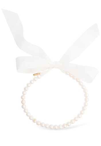 Faux Pearl & Bow Collar Necklace