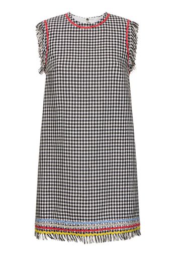 Fringed Hem Gingham Mini Dress