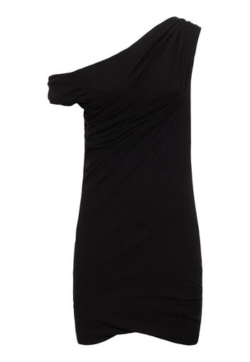 Draped Cotton Jersey Mini Dress