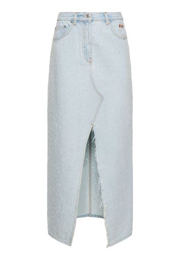 Cotton Denim Midi Skirt