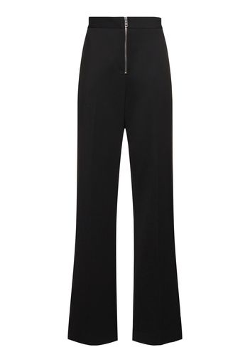 Wool Blend Straight Pants W/ Zip