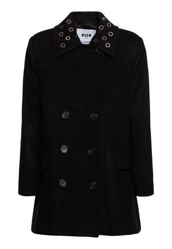 Wool Blend Felt Embellished Short Coat