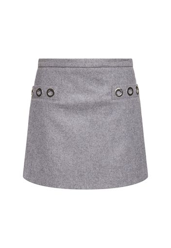 Wool Knit Embellished Mini Skirt