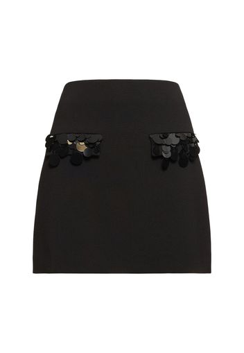 Double Crepe Cady Mini Skirt W/sequins