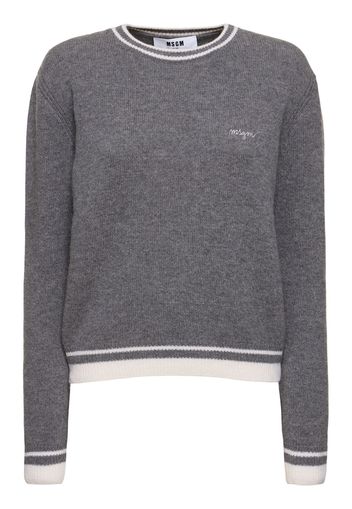 Wool Blend Knit Crewneck Sweater