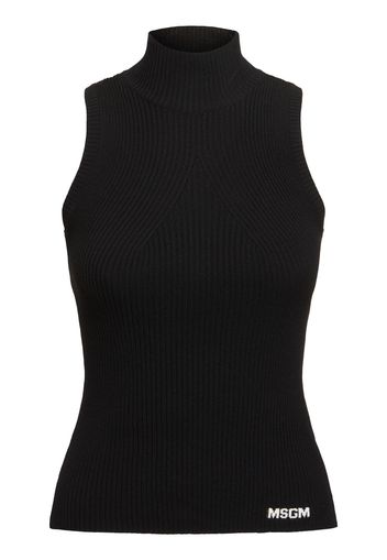 Viscose Blend Knit Turtleneck Top