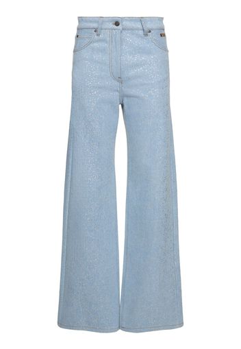 Silver-coated Denim Low Rise Wide Jeans