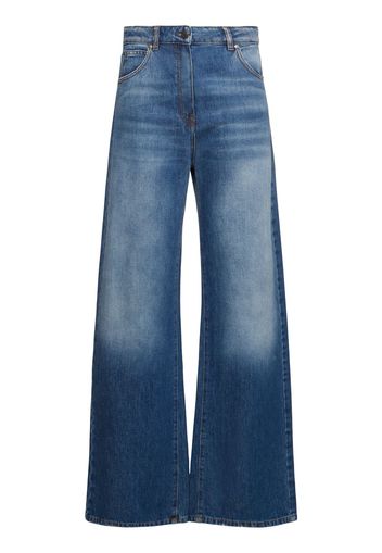 High Waist Wide Cotton Denim Jeans