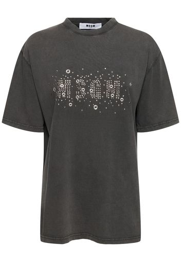 Embellished Cotton Jersey Logo T-shirt