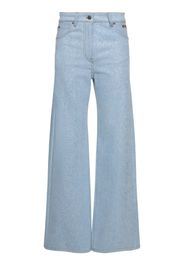 Silver-coated Denim Low Rise Wide Jeans