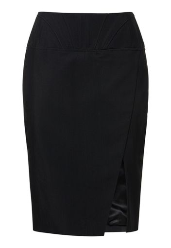 Viscose Twill High Rise Midi Skirt