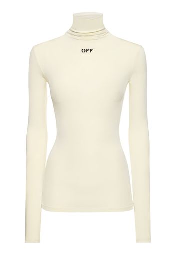 Off Logo Viscose Blend Long Sleeve Top