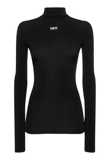 Logo Viscose Blend Turtleneck Top