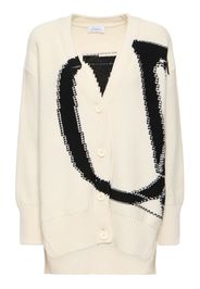 Ow Maxi Logo Wool Cardigan