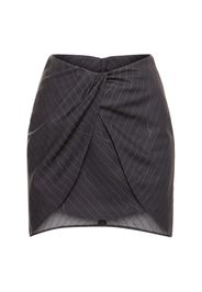 Pinstriped Wool Blend Twist Skirt