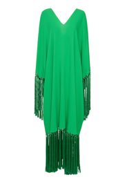 Fringed Silk Cady Long Kaftan Dress