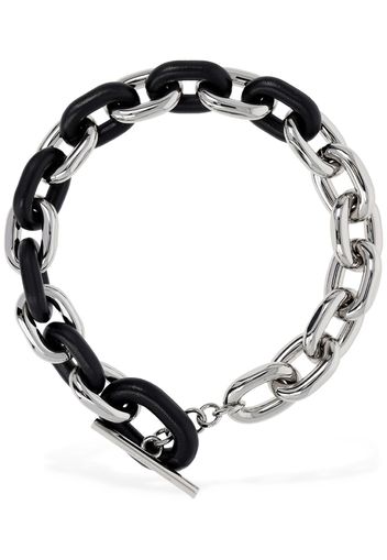 Xl Link Leather Collar Necklace