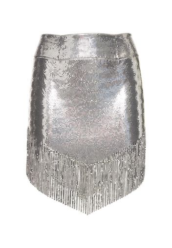 Fringed Metallic Mesh Mini Skirt